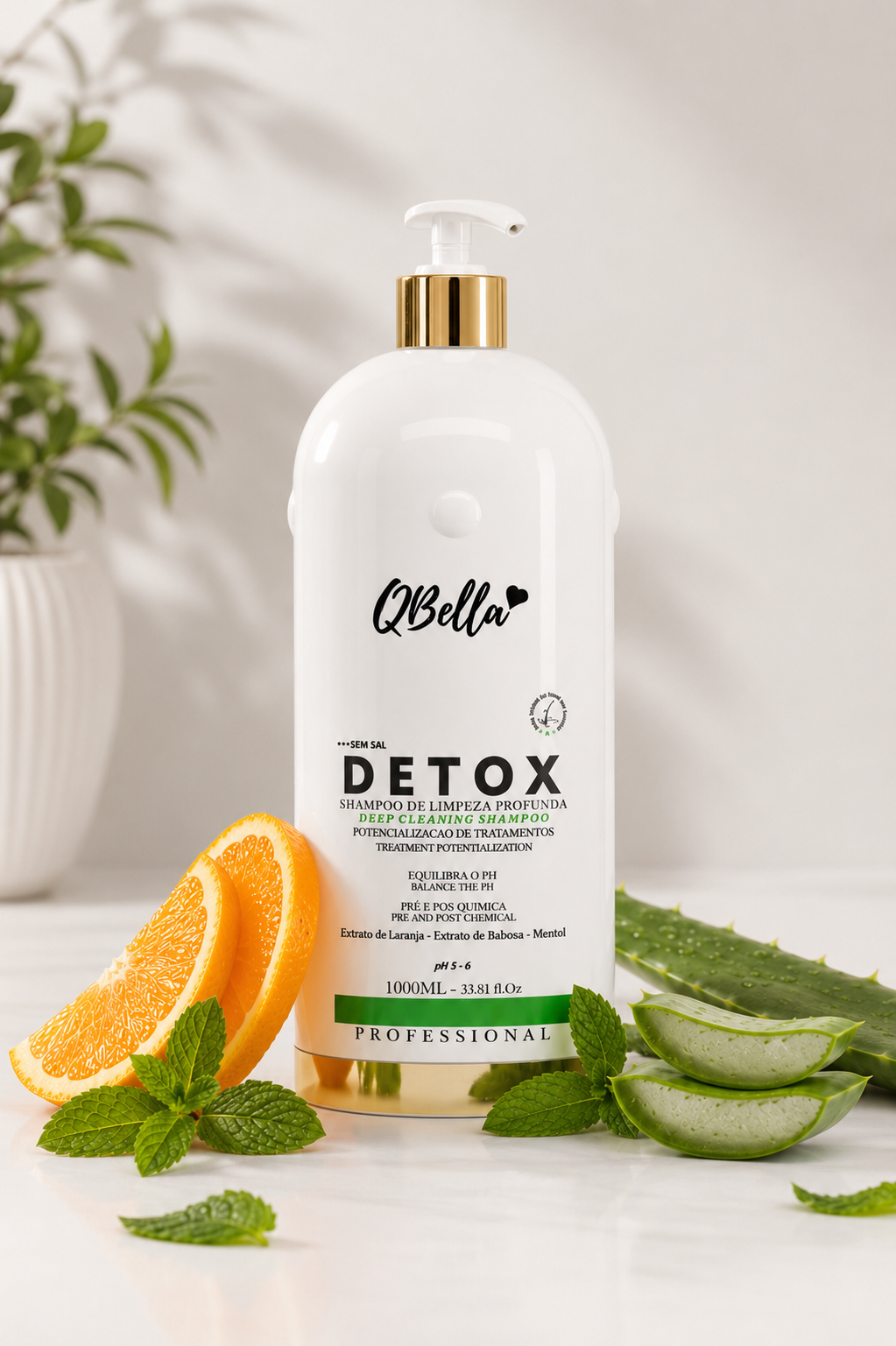 QBella Detox Shampoo de Limpieza Profunda 1000 ml | Shampoo Detox Profesional para Preparar el Cabello antes de Tratamientos